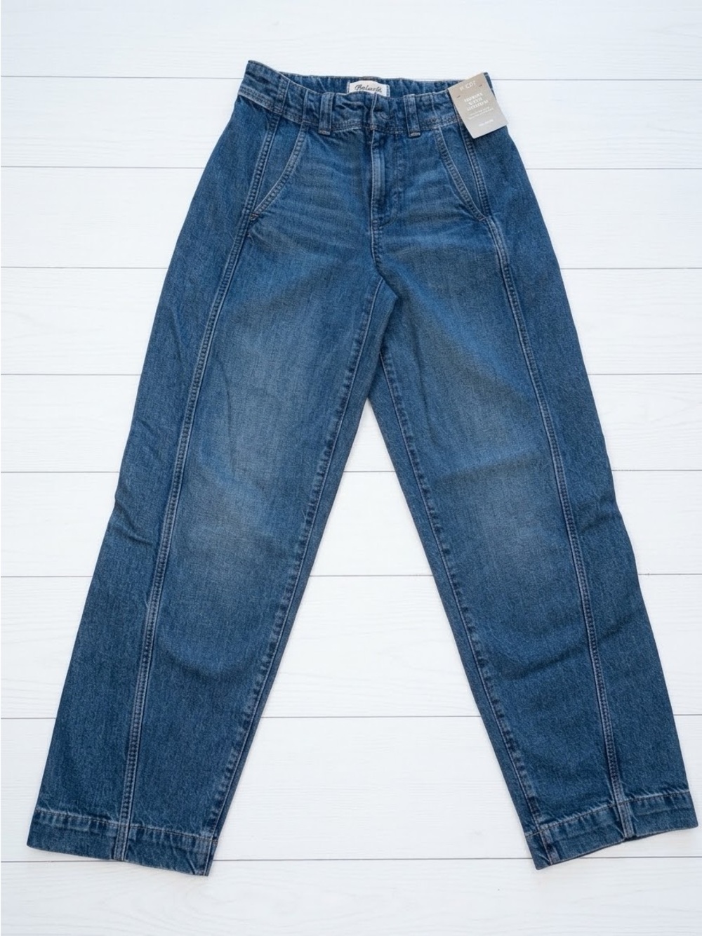 NWT Madewell Tapered Denim Trousers High Rise Seamed Size 25P Petite Jeans